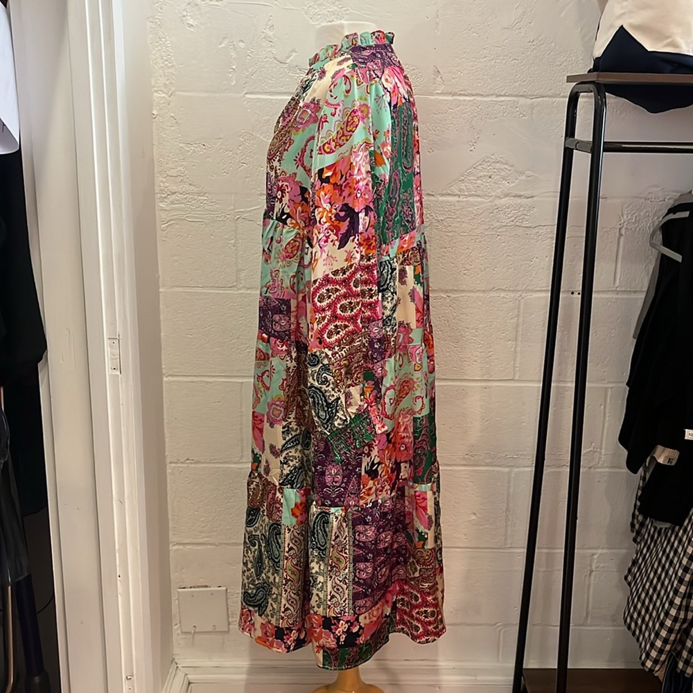 Umgee Silky Patchwork Print Midi Dress - Picture 4 of 7